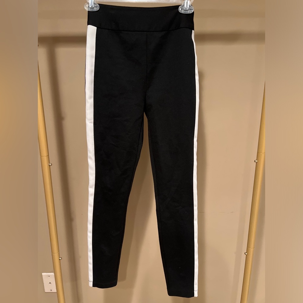 BCBG generation black pants with ivory stripe